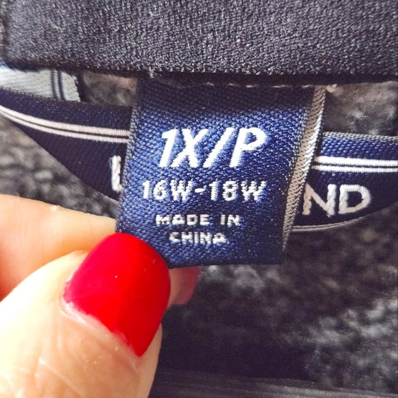 Lands'  End Petite Black/White Gradient Stripe Quarter Zip Fleece Pullover - Picture 7 of 9